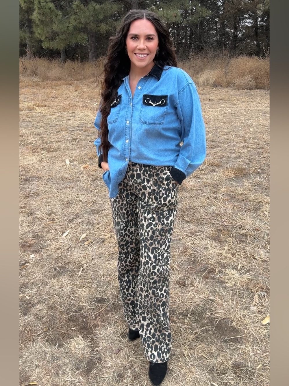 No Boundaries Girls Leopard Cheetah Print Wide Leg Pants